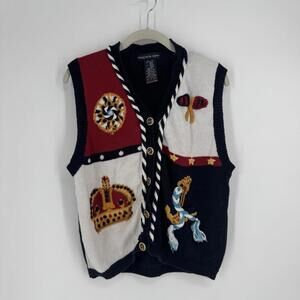 Vintage Eagles eye sweater vest large L nautical old money preppy 80s 90s